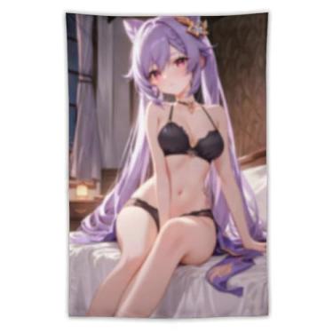 Imagem de LIEGBMEU Tapeçaria de biquíni sexy anime menina 101.6 cm x 152.4 cm interior exterior parede colcha arte decoração de tapeçaria caprichosa, AC021