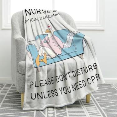 Imagem de Jekeno Engraçado cobertor de pato de enfermeira presentes para mulheres homens enfermeiros praticantes semana de apreciação estudantes de enfermagem formatura aniversário macio aconchegante fofo