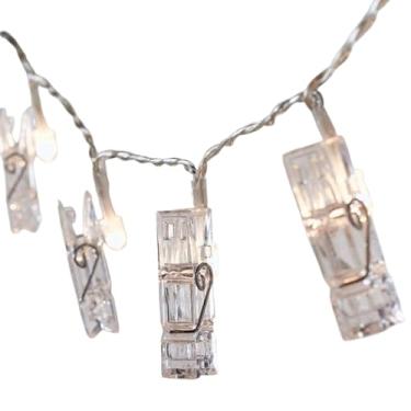 Imagem de Varal Cordão De LED Decorativo Para Fotos 10 pregadores Luz Branca Quente 2 metros