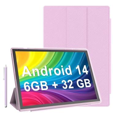Imagem de Tablet de 10 polegadas Android 14 tablets com capa Stylus 6 GB de RAM + 32 GB de ROM, suporta expansão de 1024 GB, bateria de 6000 mAh, tablet Android de 10 polegadas, câmera dupla de 2 MP + 8 MP