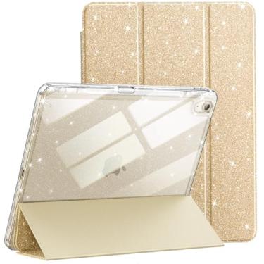 Imagem de JETech Capa Glitter para iPad Air 11 Polegadas M3/M2 (2025/2024), iPad Air 5/4 (2022/2020) com Porta-Pencil, Case Fofa para Crianças e Meninas, Concha Traseira Claro e Brilhante (Ouro)