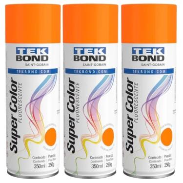 Imagem de Kit 3 Tintas Spray Laranja Fluorescente Aerossol 350ml/250g