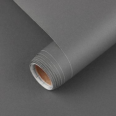 Imagem de Papel de parede cinza Arthome, papel de parede fosco de 28 x 254 cm, papel de parede fosco autoadesivo decorativo para bancada, armário, mesa, prateleiras, renovação de móveis e decoração de