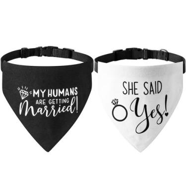 Imagem de Coleira de bandana para cães de noivado HDGDT Meus humanos estão se ca