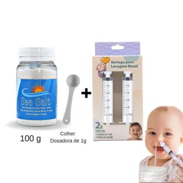 Imagem de Kit Sal Para Lavagem Nasal + Seringa com Bico de Silicone - Ecommerce 