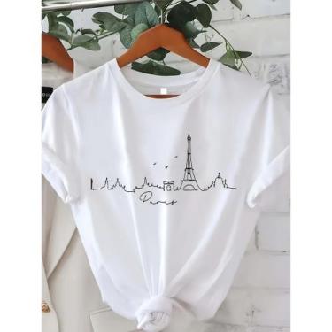 Imagem de Camiseta Feminina T-shirt Paris Cidade Paisagem Torre Eiffel 100% Algo
