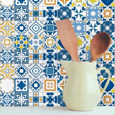 Imagem de Papel de Parede Cozinha Azulejo Renascença Rolo 57x270cm - Quartinhos