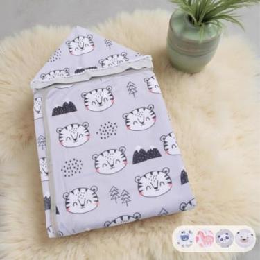 Imagem de Toalha De Bebê C/Capuz Forrada Sublimada Menina Menino Infantil (Tigresa Cinza)