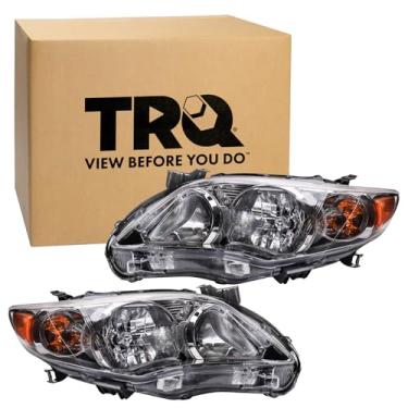 Imagem de TRQ Conjunto de montagem de farol cromado faróis compatíveis com Toyota Corolla 2011-2013 TO2502203 TO2503203 TO2518131 TO2519131