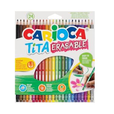 Imagem de Lápis Cor Ápagavel Hexagonal, Carioca Tita, Caixa com 24 cores