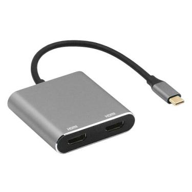 Imagem de Adaptador USB C para HDMI duplo 4K 4 em 1 tipo C para porta HDMI - Omk