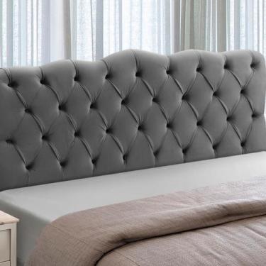 Imagem de Cabeceira Cama Box Estofada Madeira Queen Size Atena - D'Julia, Cinza