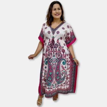 Imagem de Vestido Indiano Kaftan Longo Plus Size Estampado MC4103 - Sarat Moda I
