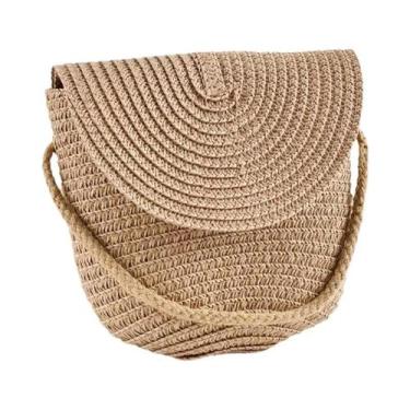 Imagem de Bolsa Transversal De Verão Para Menina, Linda Bolsa De Palha Trançada,