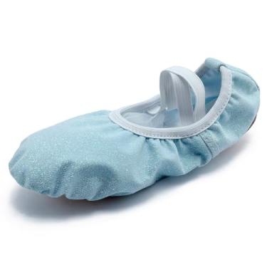 Imagem de MSMAX Sapatilhas de balé para festa de casamento para meninas (bebês/crianças pequenas/crianças grandes), Azul claro, 14