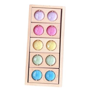 Imagem de Esquirla Blocos de madeira acrílicos coloridos, brinquedo empilhável para crianças com bandeja de armazenamento, cubos de construção de acrílico arco-íris para