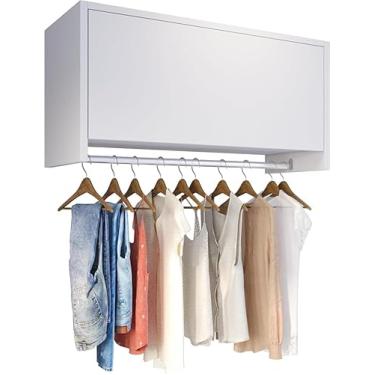 Imagem de Armário Aéreo Multiuso Delta Parede Suspenso Cabideiro Lavanderia Closet Quarto (Branco)