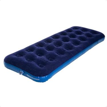 Imagem de Colchão Inflável Solteiro Aveludada Multiuso Cama Camping Praia Acampamento Viagem + Kit Reparo - Multibrix