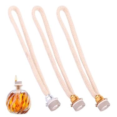 Imagem de 3 Peças Pavio Lamparina a Óleo, Trançado Pavios de Substituição Lamparina a Óleo Queimador Catalítico Controlo Ar para Difusor Aromaterapia Decoração Casa (Dourado, Prateado)