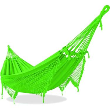 Imagem de Rede de Dormir Descanso Muitas Cores Luxo Casal grande Gigante Pernambucana Crua/Bege(Verde Limão)