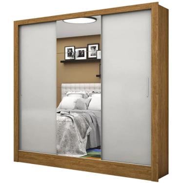 Imagem de Guarda Roupa Santiago Casal 3 Portas 3 Gavetas Carioca Cor Cinamomo Off White