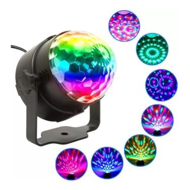 Imagem de Globo de Luz LED RGB com Controle Remoto – Bola Maluca de Festa Som Ativado | Mini Globo Portátil USB Bivolt para Balada, Aniversário, Karaokê e Decoração de Eventos