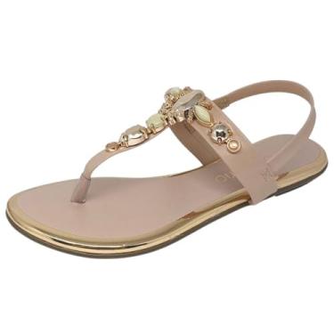 Imagem de Sandália Feminina Rasteira Tira Pedrarias Conforto Beira Rio