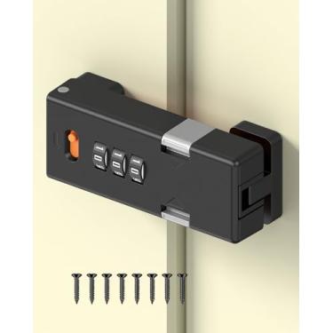 Imagem de MeBantoo Fechadura de combinação de porta de celeiro de 180 graus, fechadura de segurança doméstica sem chave com senha de 3 dígitos para armário de cozinha, gaveta, armário, portas deslizantes