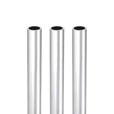 Imagem de DTGN Tubo redondo de alumínio de 25 x 1,2 x 1 cm (C x ODxID) - Pacote com 3 - Bom para artesanato DIY - Tubo reto de alumínio 6063 - Prata