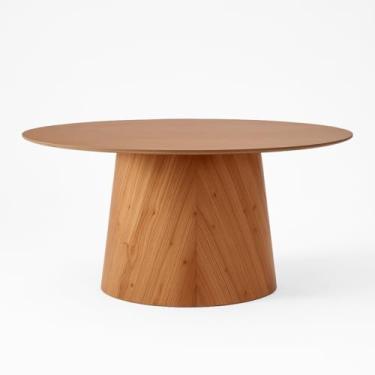 Imagem de Mesa de Jantar Oval Tampo de BP Amadeirado Texturizado e Base Laminada - Celeste (180x90 CM)