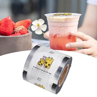 Imagem de Película seladora de copos 2000 peças por rolo CPP linda estampa de girafa leite, chávena de chá, película de vedação segura fácil de usar para copos de plástico e papel de 90 a 95 mm