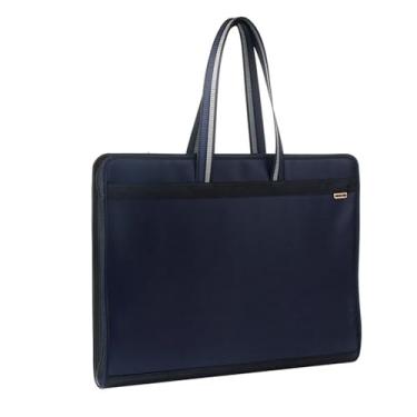 Imagem de Pastas Pasta A3 Bolsa Multicamadas de Grande Capacidade Pacote Arte Alça Pano Oxford Armazenamento com Zíper(Blue)