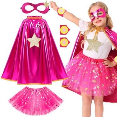 Imagem de Superhero Capes Costume for Kids, Supergirl Cloak Girl Halloween Costume Cosplay, Toddler Super Hero Capes Dress up Gifts, Halloween Party Cosplay Gifts for 3-10 Year Old