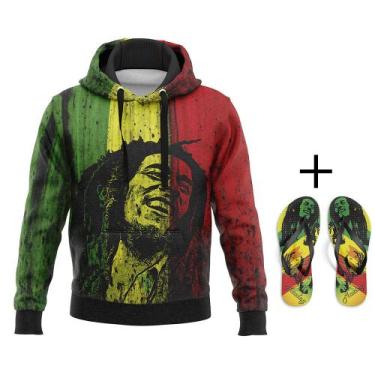 Imagem de Kit Combo Moletom De Quebrada Bob Marley Jamaica + Chinelo - 3F Sports