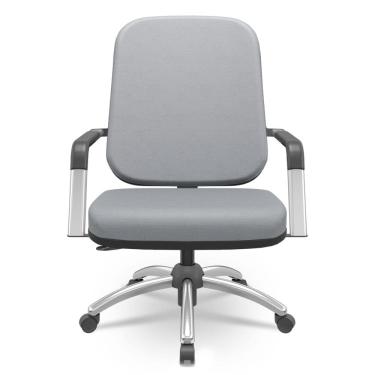 Imagem de Cadeira de Escritório Giratória com Braço Cromada Magno P03 Vinil Cinza - Lyam Decor