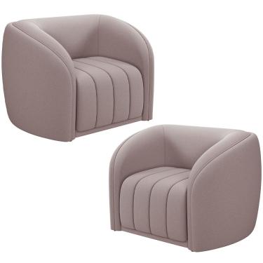 Imagem de Kit 2 Poltronas Decorativa Para Sala Lazio M03 Veludo Rosê - Lyam Decor