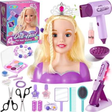 Imagem de Hair Styling Doll Head TUZT com kit de maquiagem para meninas de 3 ano