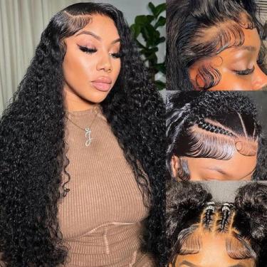 Imagem de Peruca Simeider Deep Wave, cabelo humano de 34 polegadas, renda fronta