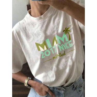 Imagem de Camiseta Minimalista Com Frase Moda Casual Moderna Miami - crushed, Br
