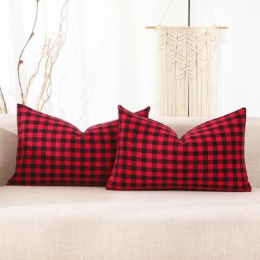 Imagem de Conjunto xadrez decorativo CARRIE HOME 12x20 vermelho preto