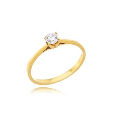 Imagem de Anel Noivado Solitário Com Diamante Ouro Amarelo 18 Kl - Juniorjoiaspi