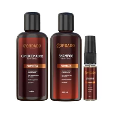 Imagem de Kit Shampoo Condicionador Colônia Masculino Cabelo Barba Refrescante Amadeirado Cheiroso Perfume Condado (Floresta (Amadeirado))