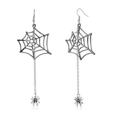 Imagem de Aononu Brincos femininos de argola com pingente de aranha com pingente de borla longa, bijuteria de festa e coquetel, Zinco, Sem pedra preciosa