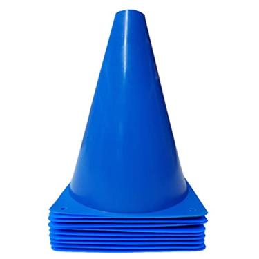 Imagem de WOWGEEK Cone de trânsito de plástico esportivo 17 cm 10 cones de segurança de trânsito amarelo sinal esportivo futebol futebol treinamento cones (azul)