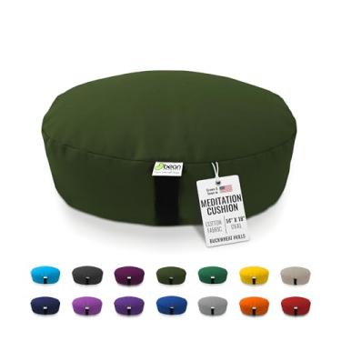 Imagem de Almofada de meditação Zafu da Bean Products – Yoga – tradicional redonda e oval GG – Várias cores e tecidos – Enchimento de trigo sarraceno orgânico – Feito nos EUA, Terra, Oval - Extra-Large 14" x 18"
