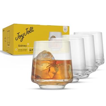 Imagem de JoyJolt Conjunto de 4 copos Sidney Double Old Fashioned | Copos de uísque Rock de 326 g para Bourbon Scotch Cocktail Cognac Vodka | Copos de vidro Lowball para bar | Utensílios de cristal premium