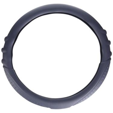 Imagem de FH Group Capa de volante de silicone de ajuste universal com aderência e padrão para a maioria dos carros, SUVs, caminhões e vans cinza