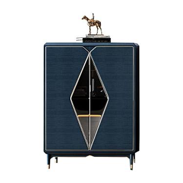 Imagem de YAYA2021-SHOP Armário de vinho para sala de estar, armário de vinho contra a parede, moderno armário de exibição de porta de vidro, pequeno armário doméstico de madeira maciça, armário lateral de