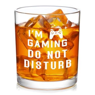 Imagem de Futtumy Copo de uísque para jogos masculino Gamer, I'm Gaming Do Not Disturb Whiskey Glass for Gamer, 293 ml