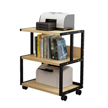 Imagem de Suporte de impressão, suporte de impressora multifuncional móvel, moldura fixa de metal, 3 camadas, suporte para máquina de fax, escritório, copiadora, scanner, prateleira, mesa de impressora (cor